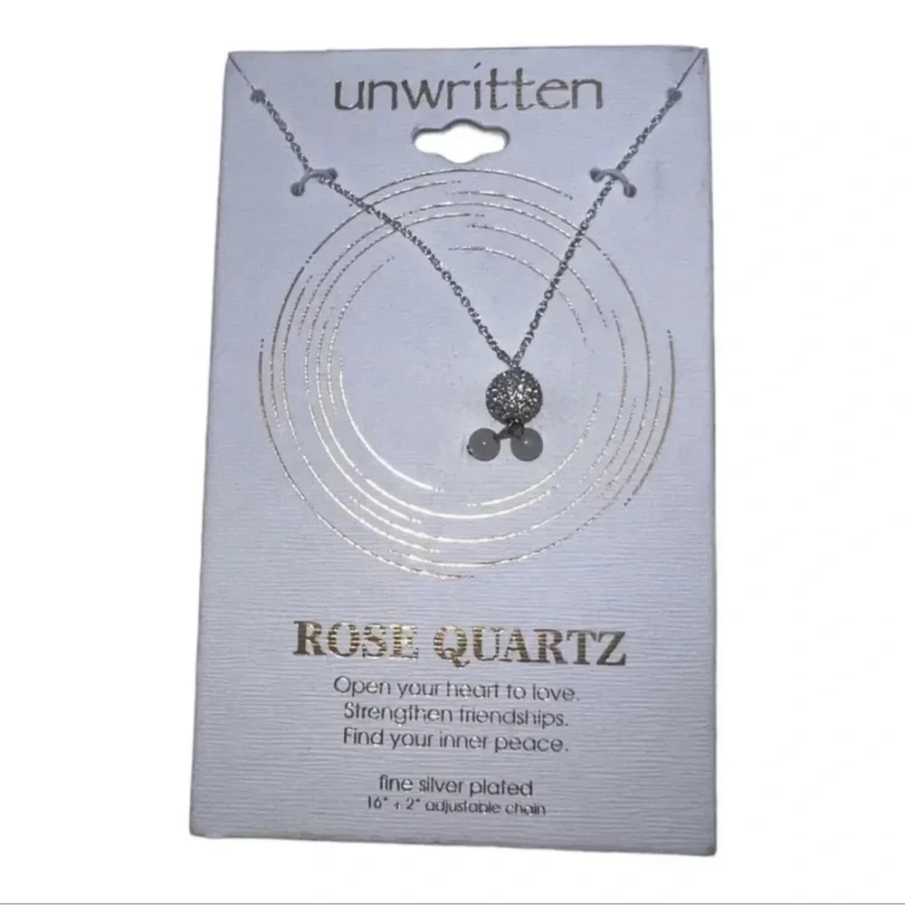 Rose Quartz Crystal Fireball Lariat Necklace Silver Plated